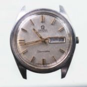 A GENTS STEEL OMEGA SEAMASTER AUTOMATIC DAY DATE WATCH HEAD