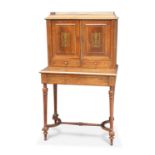 A 19TH CENTURY BRASS INLAID ROSEWOOD SECRETAIRE