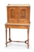 A 19TH CENTURY BRASS INLAID ROSEWOOD SECRETAIRE