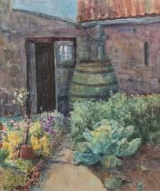 HERBERT EDWARD BUTLER (1861-1931) COTTAGE GARDEN VIEW