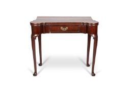 A GEORGE II RED WALNUT FOLDOVER GAMING TABLE