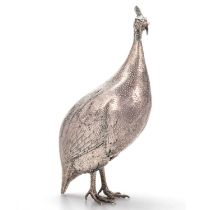 PATRICK MAVROS : A LARGE SILVER SCULPTURE OF A GUINEA FOWL