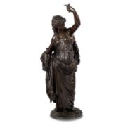 A FRENCH BRONZE ALLEGORICAL FIGURE