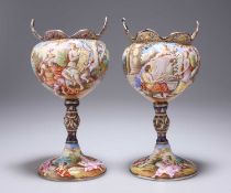 A LARGE PAIR OF VIENNESE SILVER AND ENAMEL CUPS, ATTRIBUTED TO KARL RÖSSLER, CIRCA 1890