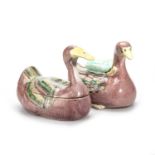 A PAIR OF CHINESE MODELS OF DUCKS