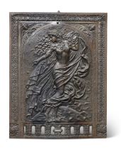 AN AMERICAN ART NOUVEAU CAST IRON BOILER PLATE