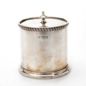AN EDWARDIAN SILVER BISCUIT BOX