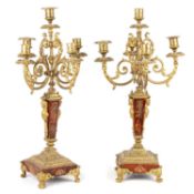 A PAIR OF FRENCH GILT-METAL 'BOULLE' FIVE-LIGHT CANDELABRA, 19TH CENTURY