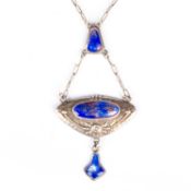 CHARLES HORNER: AN ARTS AND CRAFTS SILVER AND ENAMEL PENDANT NECKLACE