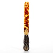 A 19TH CENTURY TORTOISESHELL AND GOLD LETTER OPENER/ PAGE TURNER