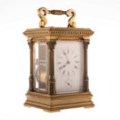 A FRENCH BRASS-CASED REPEATING CARRIAGE CLOCK, BY A. DUMAS
