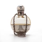 A VICTORIAN SILVER-MOUNTED COMBINATION SCENT BOTTLE AND VINAIGRETTE