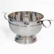 A GEORGE V LARGE SILVER TWO-HANDLED BOWL