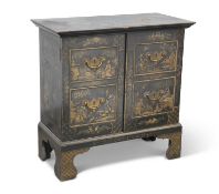 A CHINOISERIE DECORATED LOW CUPBOARD