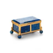 A 19TH CENTURY GILT-METAL MOUNTED BLUE AGATE BOX