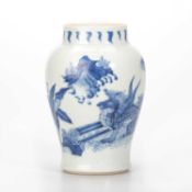A CHINESE BLUE AND WHITE BALUSTER JAR