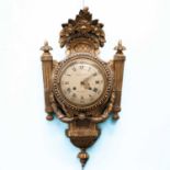 A SWEDISH GILTWOOD WALL CLOCK, LATE 19TH/EARLY 20TH CENTURY