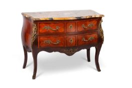 A LOUIS XV STYLE GILT-BRONZE MOUNTED, KINGWOOD AND ROSEWOOD COMMODE