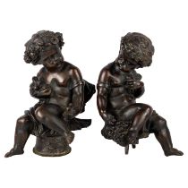 A PAIR OF FRENCH BRONZE FIGURES OF PUTTI, 19TH CENTURY