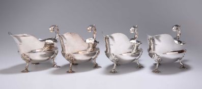 A SET OF FOUR VICTORIAN SILVER SAUCEBOATS