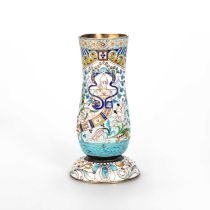 A RUSSIAN SILVER AND CLOISONNÉ ENAMEL VASE