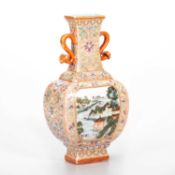 A CHINESE FAMILLE ROSE 'LANDSCAPE' VASE