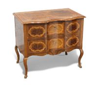 A SOUTH GERMAN INLAID WALNUT COMMODE