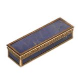 AN 18TH CENTURY GOLD AND LAPIS LAZULI RECTANGULAR TOOTHPICK BOX