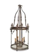 A LOUIS XIV STYLE BRONZE HALL LANTERN, LATE 19TH/EARLY 20TH CENTURY