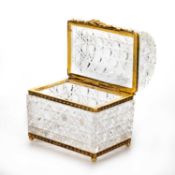 CRISTAL TAILLE MAIN, A FRENCH GILT-METAL MOUNTED GLASS BOX q
