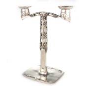 ARCHIBALD KNOX (1864-1933) FOR LIBERTY & CO, A TUDRIC PEWTER CANDELABRUM