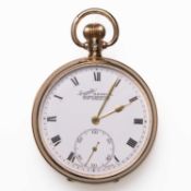 A 9CT GOLD OPEN FACED EVERITE POCKET WATCH