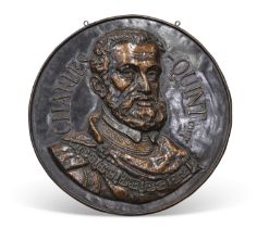 A LARGE CAST IRON PORTRAIT PLAQUE, PROBABLY 19TH CENTURY