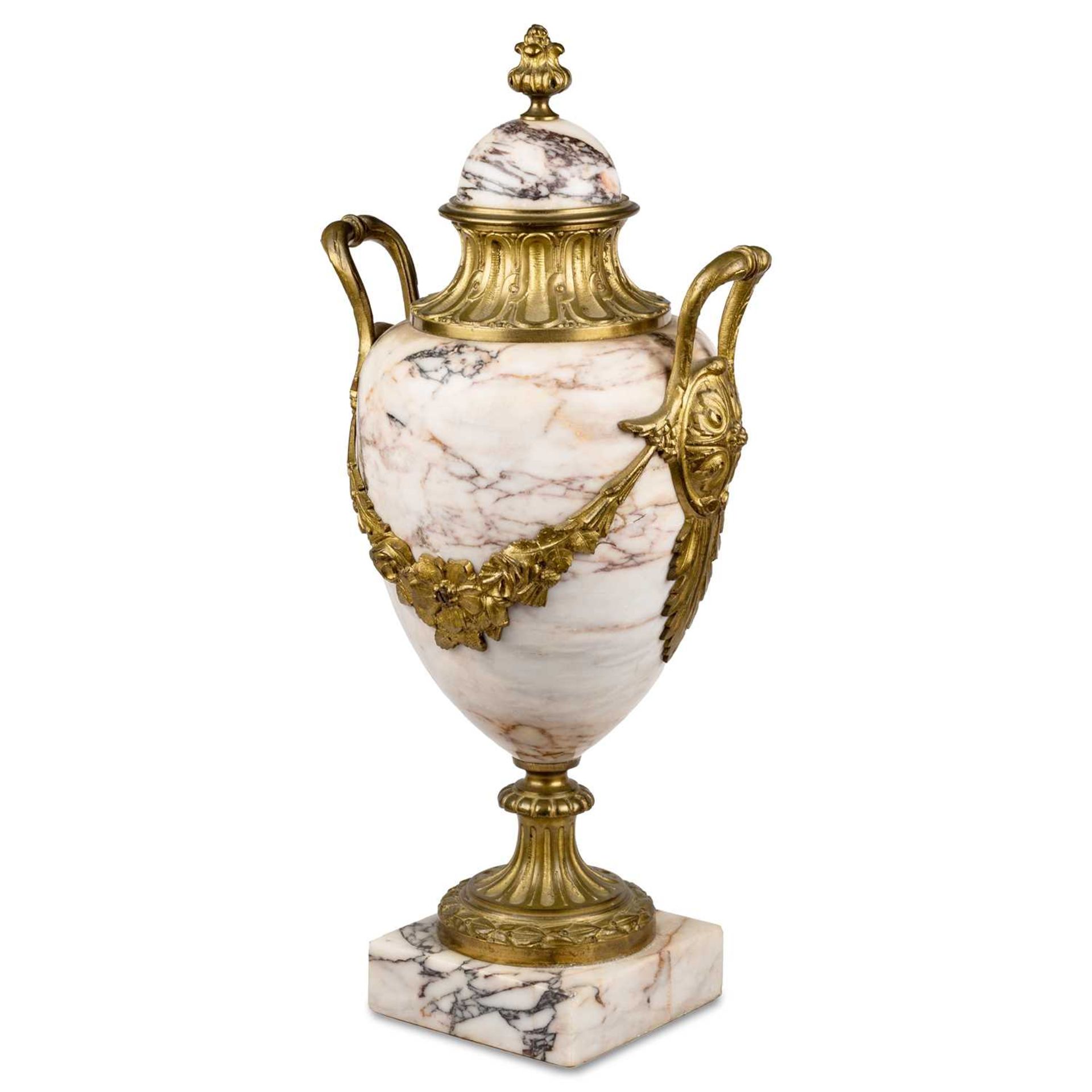 A PAIR OF LOUIS XVI STYLE GILT-BRONZE MOUNTED MARBLE CASSOLETTES, 19TH CENTURY - Image 3 of 3