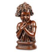 A FRENCH BRONZED TERRACOTTA BUST OF A GIRL, 'GRACIEUSE'