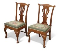 A PAIR OF 18TH CENTURY WALNUT SIDE CHAIRS