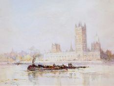 FRANK WASLEY (1848-1934) HOUSES OF PARLIAMENT FROM LAMBETH