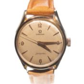 A GENTS 18CT GOLD OMEGA SEAMASTER STRAP WATCH