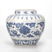 A CHINESE BLUE AND WHITE JAR, QING DYNASTY