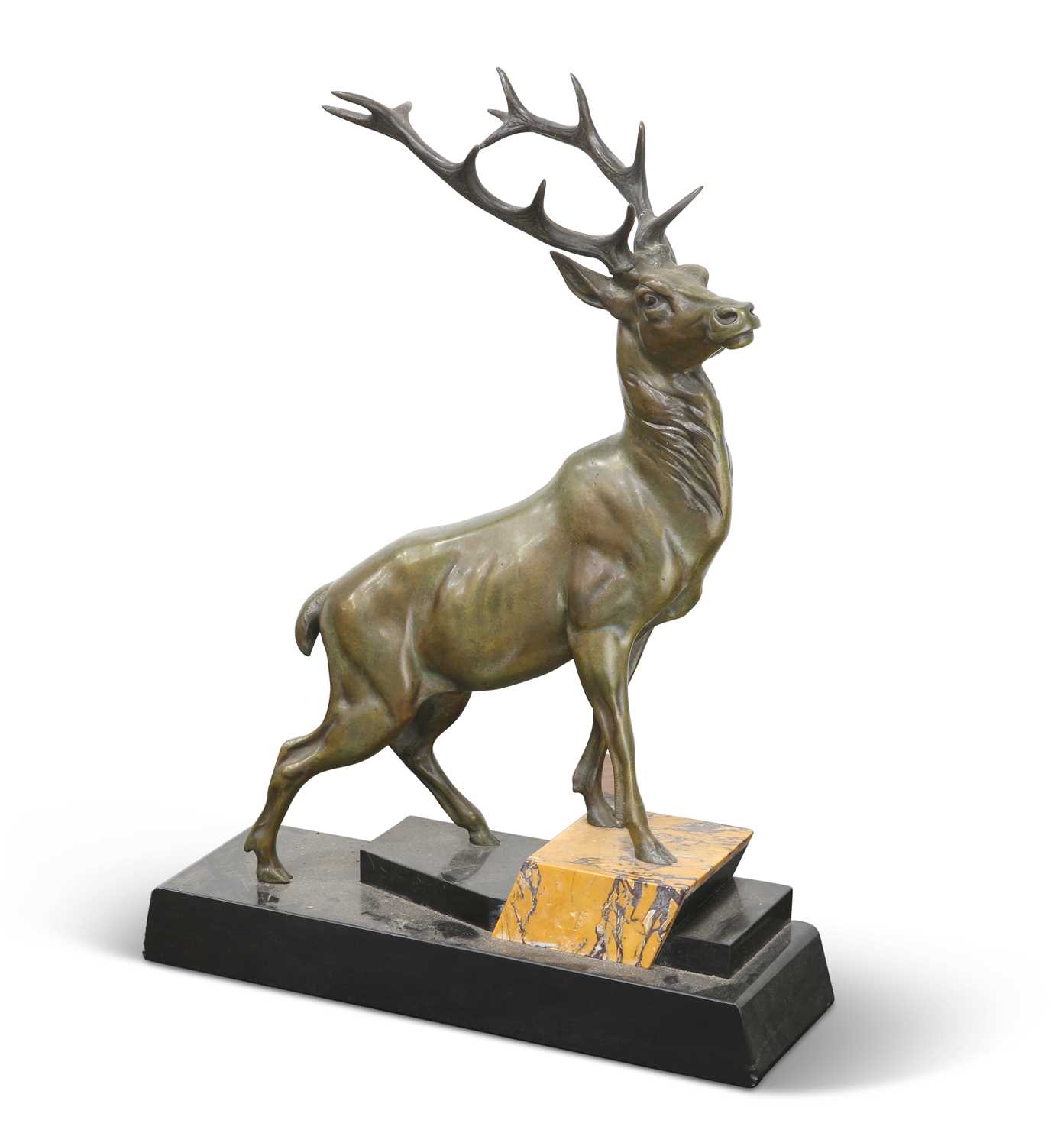 AN ART DECO PERIOD BRONZE OF A STAG