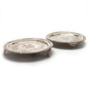 A PAIR OF GEORGE III SILVER SALVERS