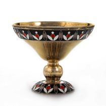 A 20TH CENTURY RUSSIAN SILVER-GILT ENAMEL GOBLET