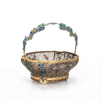 A RARE 19TH CENTURY CHINESE FILIGREE SUGAR BASKET