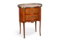 A LOUIS XV STYLE ORMOLU-MOUNTED, MARBLE-TOPPED AND PARQUETRY TABLE EN CHIFFONIÈRE, LATE 19TH CENTURY