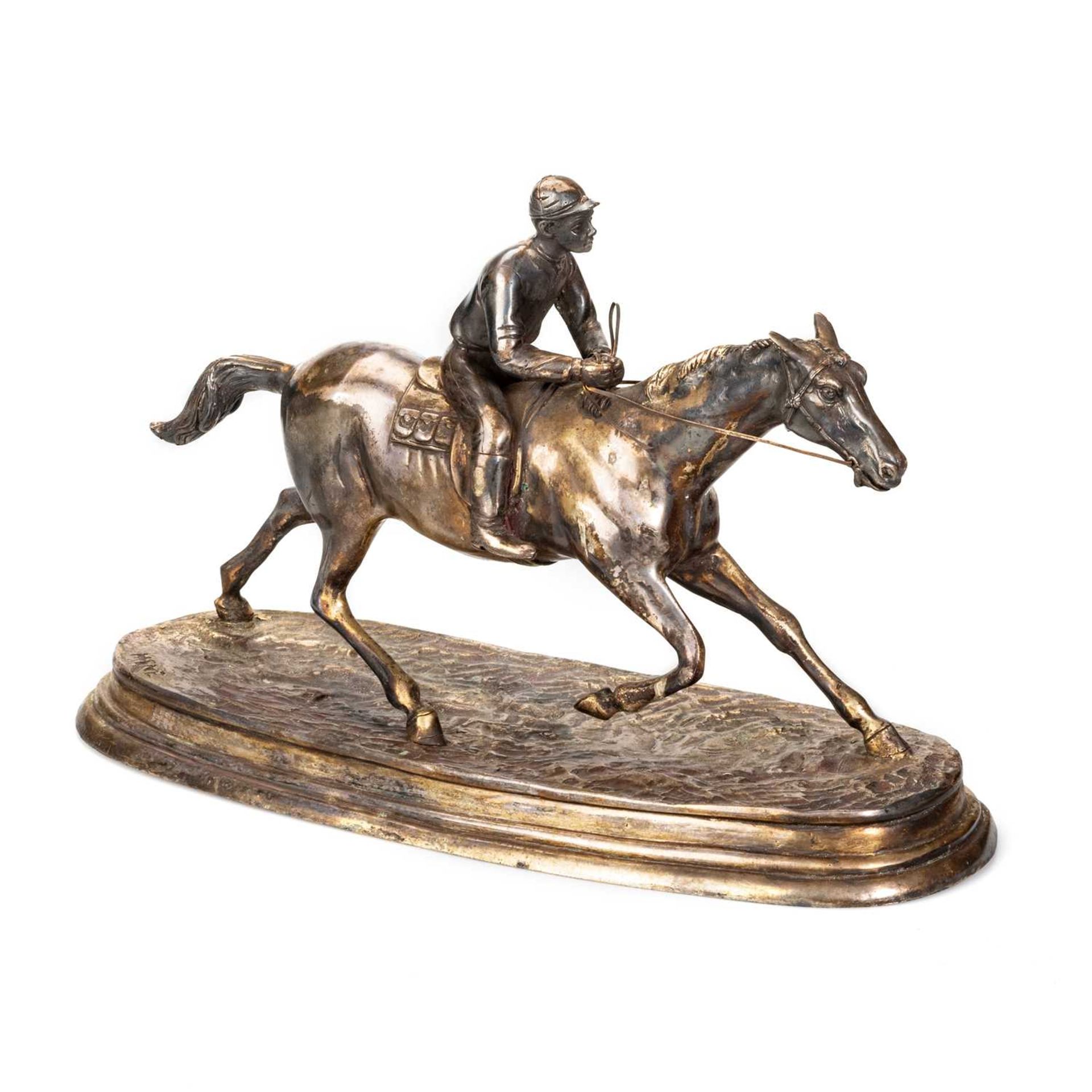 AFTER P.J. MÊNE, A SILVERED BRONZE EQUESTRIAN GROUP