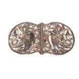 AN ARTS AND CRAFTS SILVER BELT BUCKLE, THE DESIGN ATTRIBUTED TO KATE HARRIS