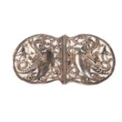 AN ARTS AND CRAFTS SILVER BELT BUCKLE, THE DESIGN ATTRIBUTED TO KATE HARRIS