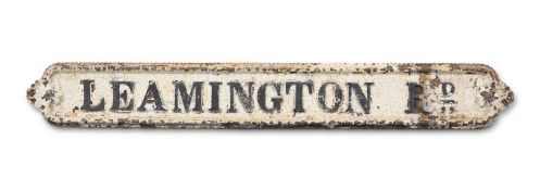 A PAINTED CAST IRON LEAMINGTON ROAD STREET SIGN