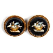 A PAIR OF 19TH CENTURY YELLOW METAL AND MICROMOSAIC DRESS STUDS