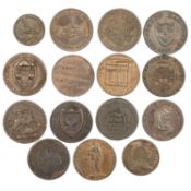 A GROUP OF FIFTEEN 18TH/ 19TH CENTURY PROVINCIAL TOKENS